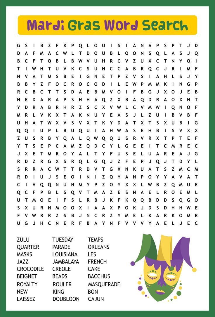 Mardi Gras Printable Word Games | Mardi Gras Lessons, Mardi Gras throughout Free Printable Mardi Gras Games