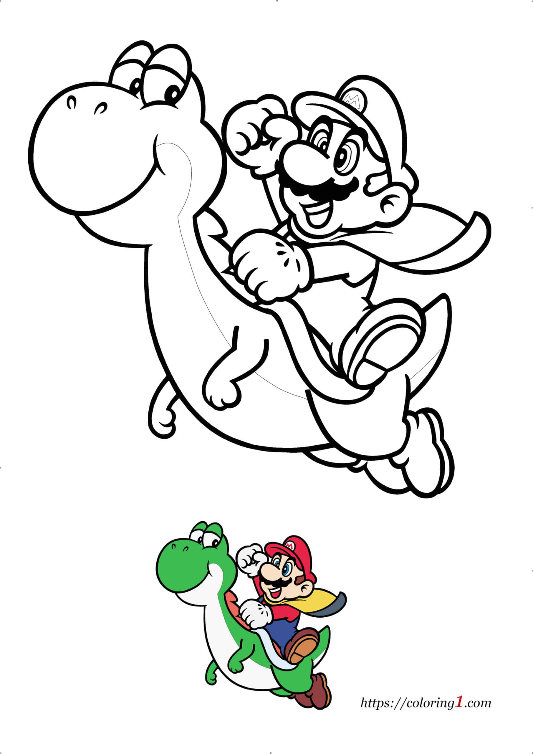 Mario And Yoshi Coloring Pages - 2 Free Coloring Sheets (2021) for Yoshi Coloring Pages Printable Free