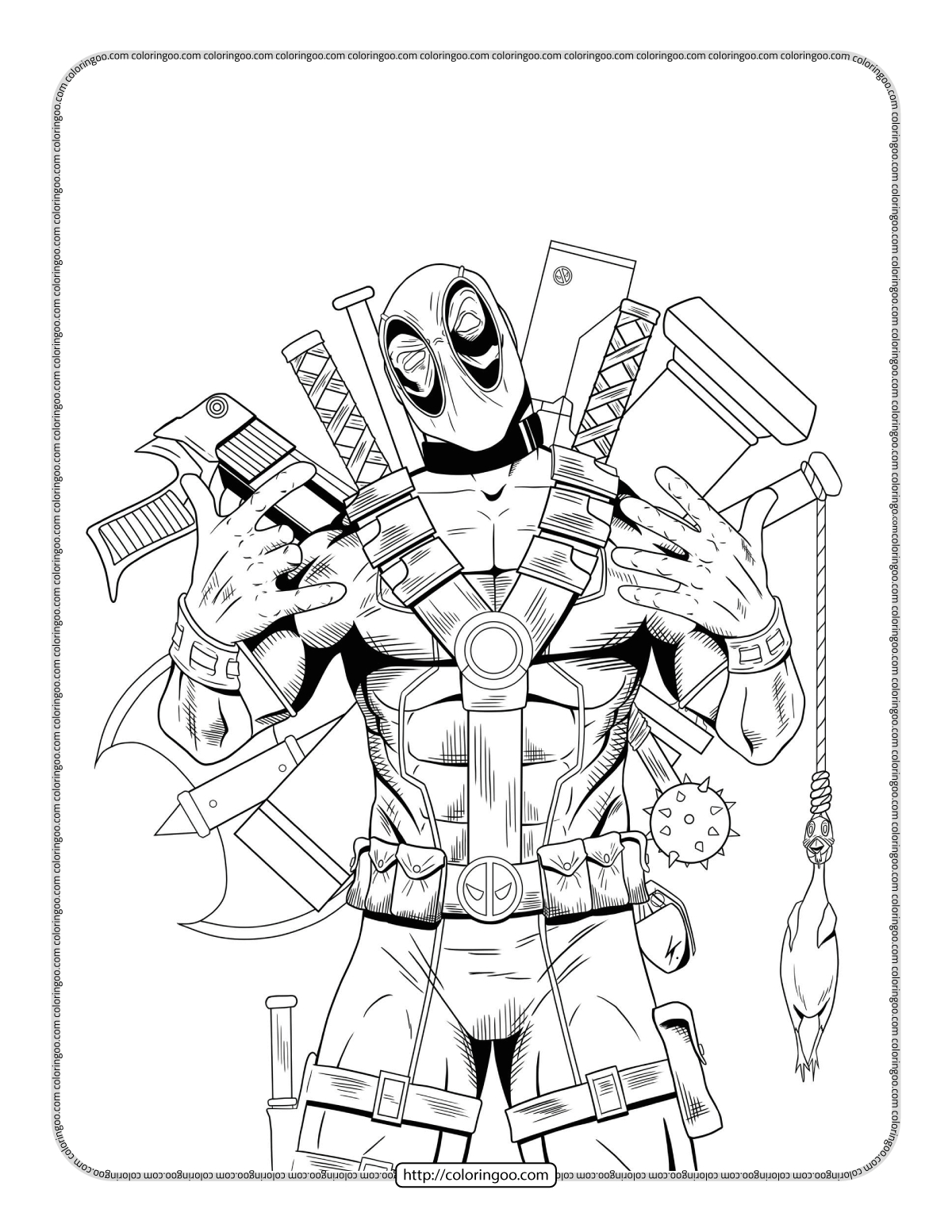 Marvel Deadpool Coloring Pages pertaining to Free Printable Deadpool Coloring Pages