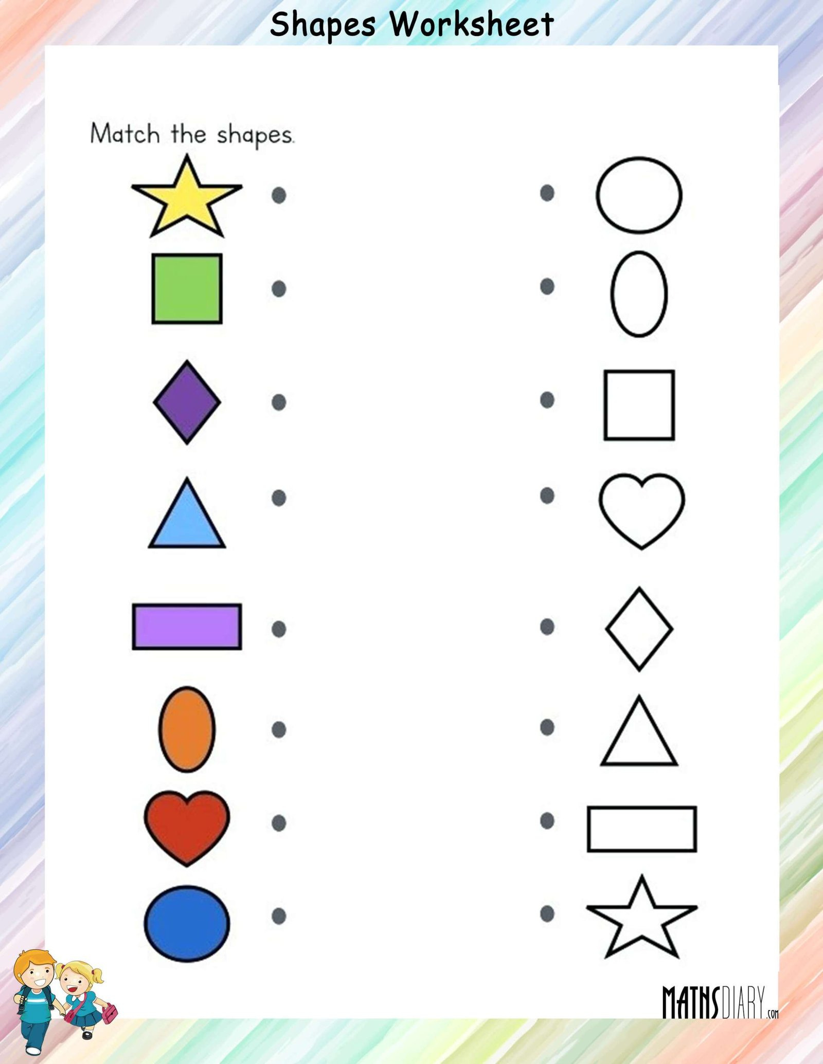 Match Shapes Worksheets - Math Worksheets - Mathsdiary regarding Free Printable Matching Shapes Worksheets