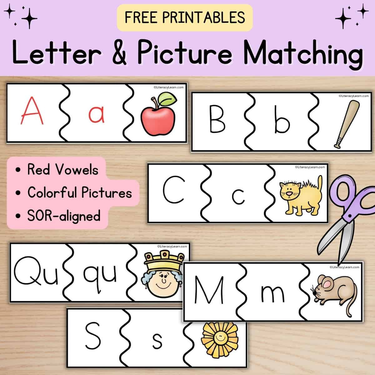 Match The Letters With Pictures - Free Printables - Literacy Learn intended for Letter Matching Free Printable