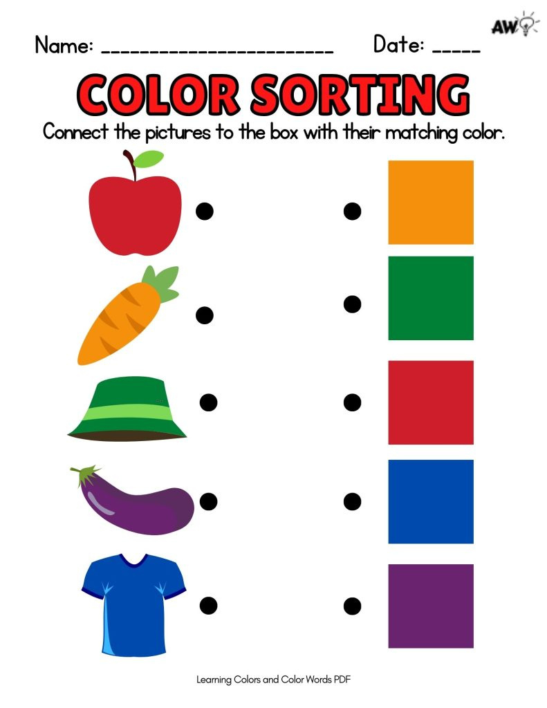 Matching Colors Worksheets - Pre-K - Academy Worksheets intended for Color Matching Printable Free