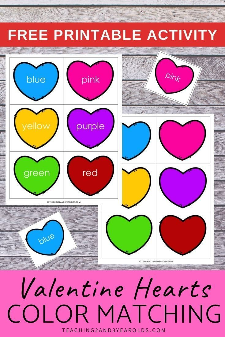 Matching Hearts Valentine Color Sorting Printable intended for Heart Matching Game Printable