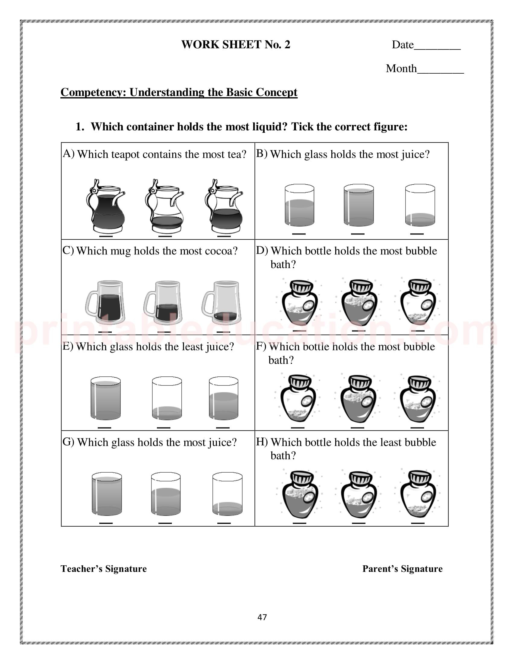 Measurement Worksheet &amp;amp; Games For Kids | Printableducation within Capacity Worksheet Printable Free