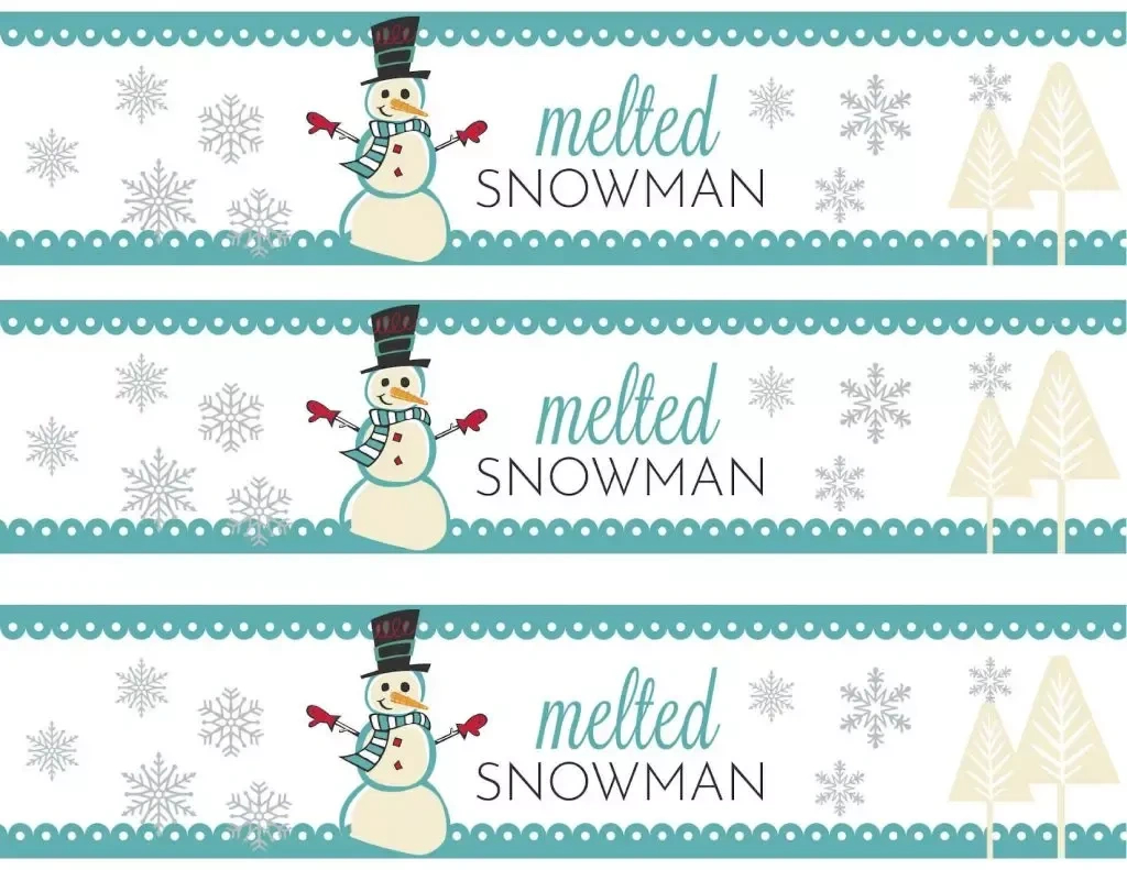 Melted Snowman Water Bottle Labels (Free Printables) for Melted Snowman Water Bottle Labels Free Printable