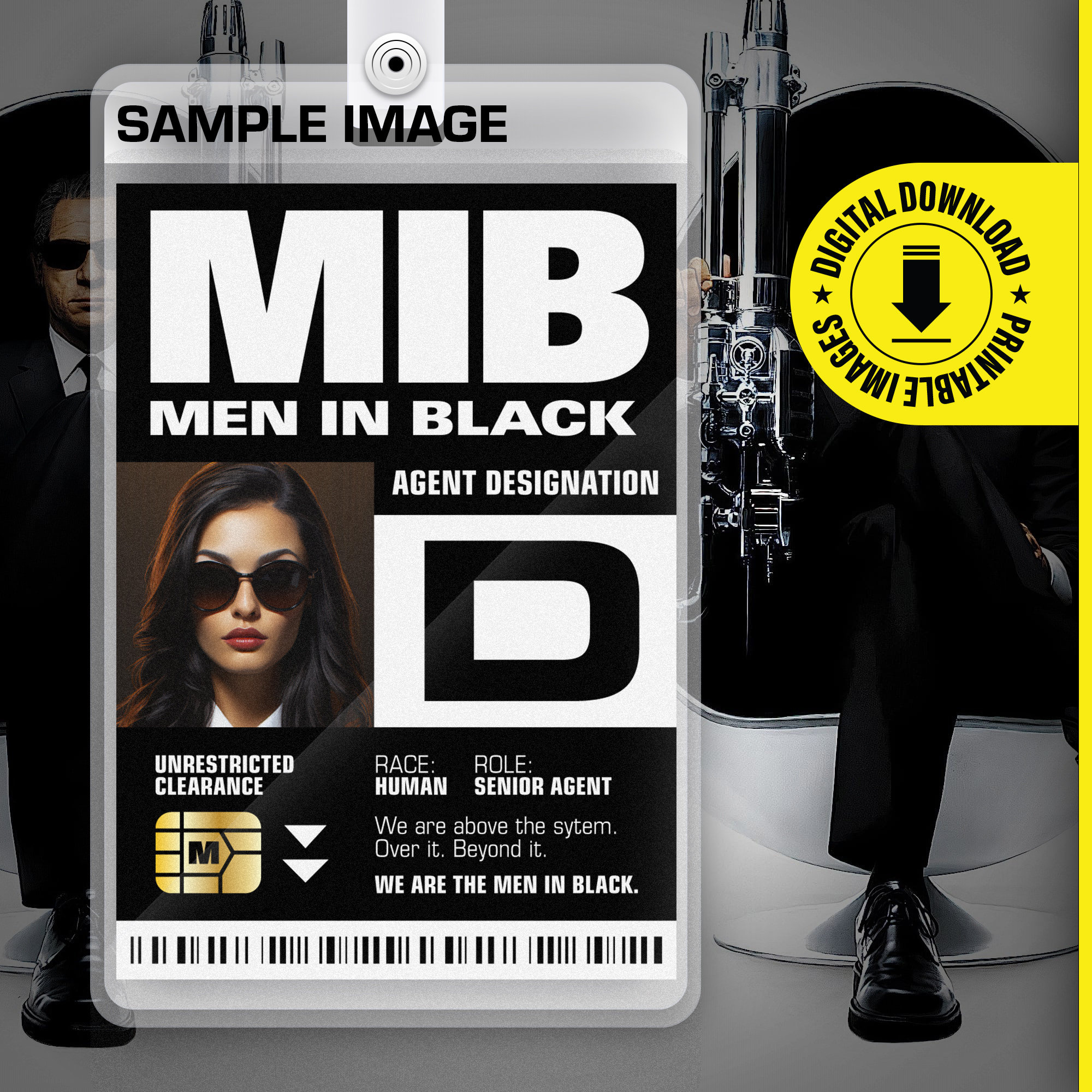 Mib Personalisierter Wirkstoff Men In Black Id Badge Halloween inside Free Printable Mib Badge Template