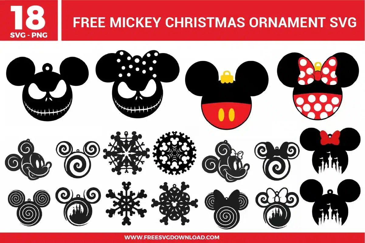 Mickey Christmas Ornament Free Svg Files | Free Svg Download inside Printable Disney Christmas Decorations