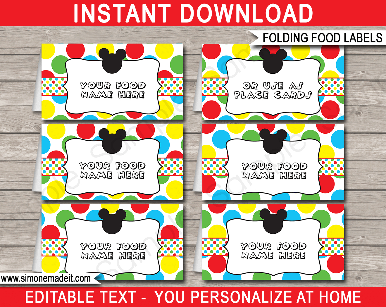 Mickey Mouse Party Food Labels Template intended for Mickey Mouse Food Labels Free Printables