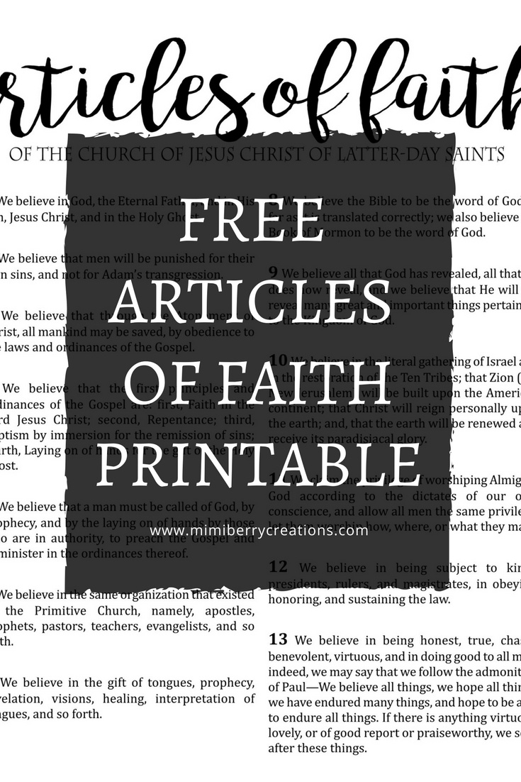 Mimiberry Creations: Free Articles Of Faith Large Printable in Articles of Faith Printables