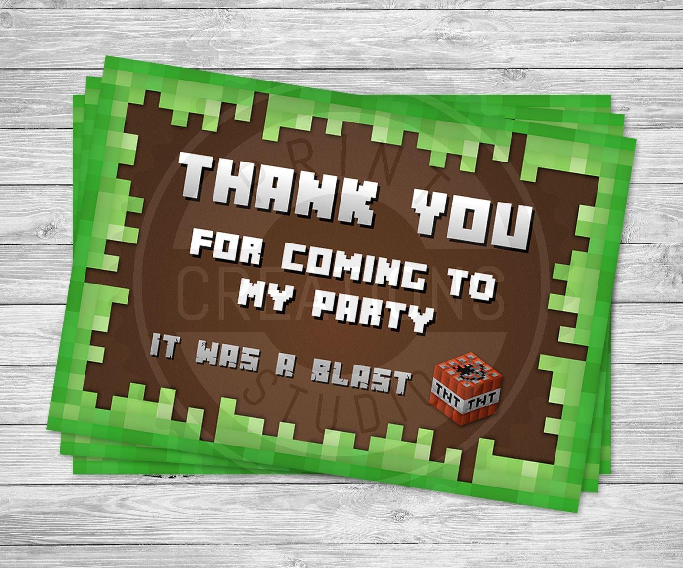 Minecraft Thank You Cards - Minecraft Birthday Party Supplies with Free Printable Minecraft Thank You Tags