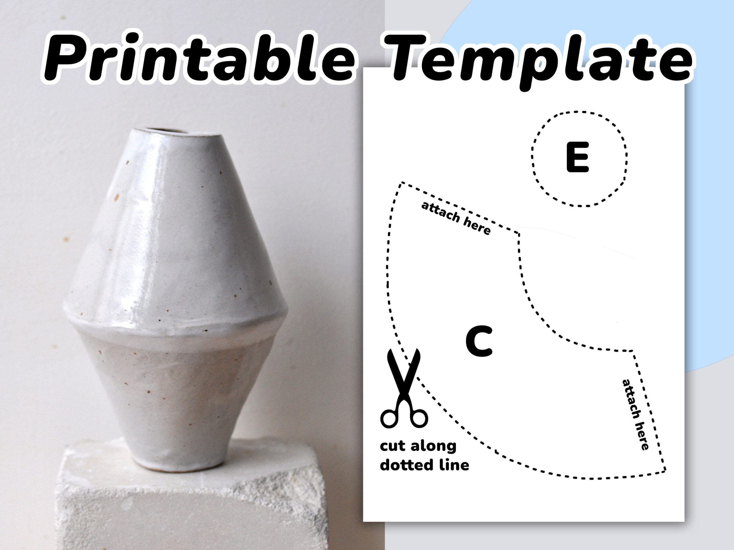 Minimal Vase // Slab Pottery Template // Pottery Tools - Etsy Uk intended for Slab Pottery Templates Printable