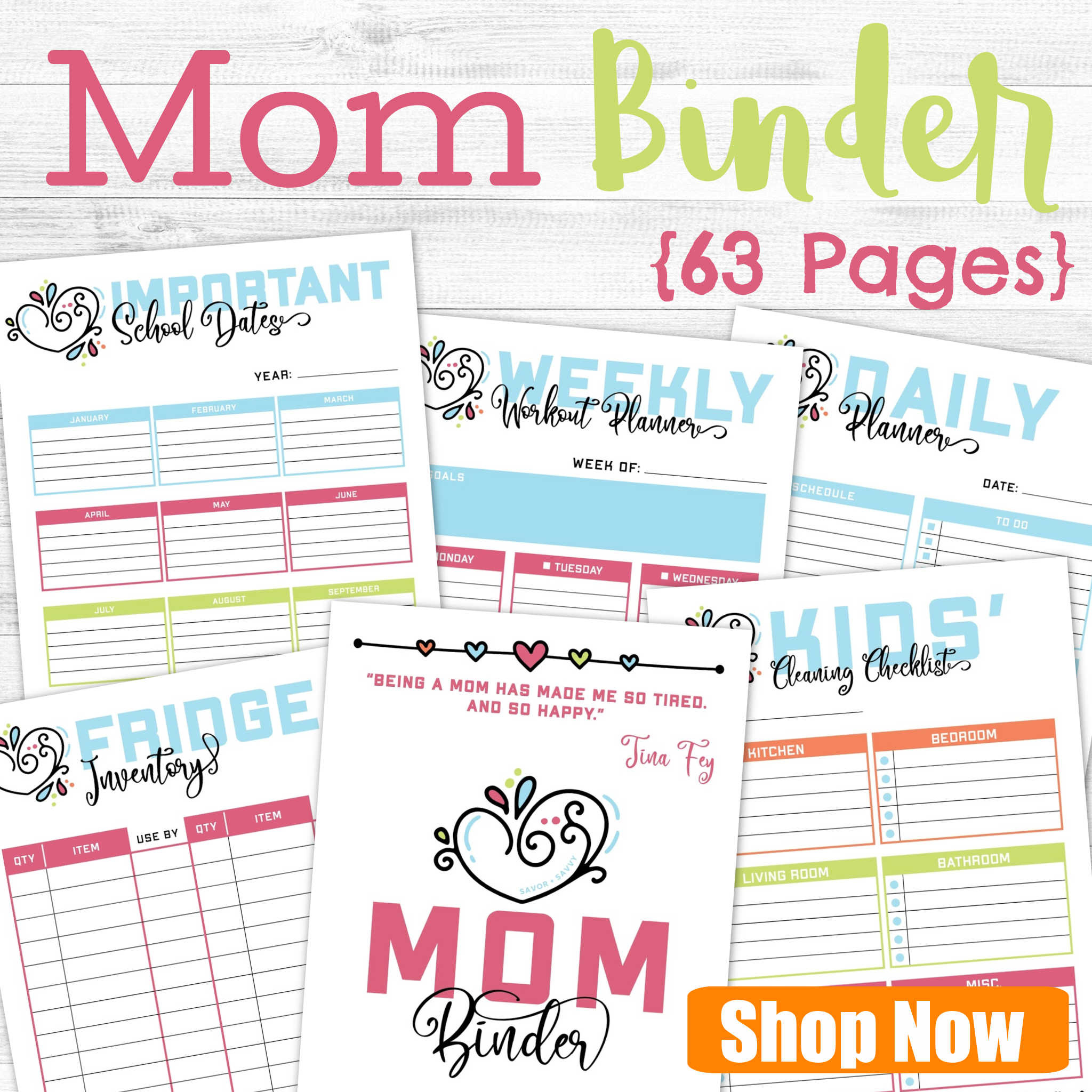 Mom Binder - Printables To Keep You Organized - Savor + Savvy for Mom Binder Printables Free