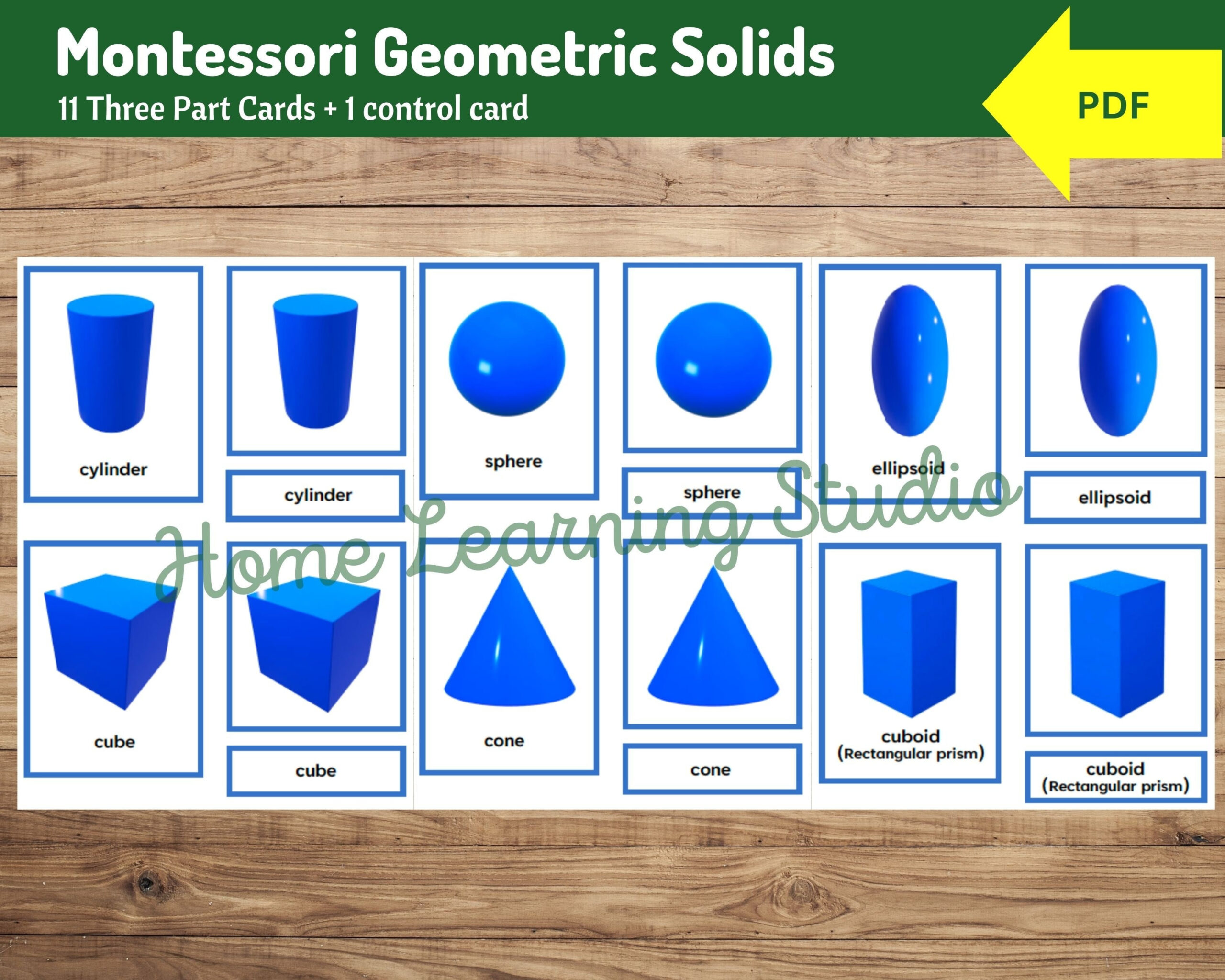 Montessori Geometric Solids Cards 11 Geometric Shapes Math For intended for Geometric Solids Montessori Free Printables