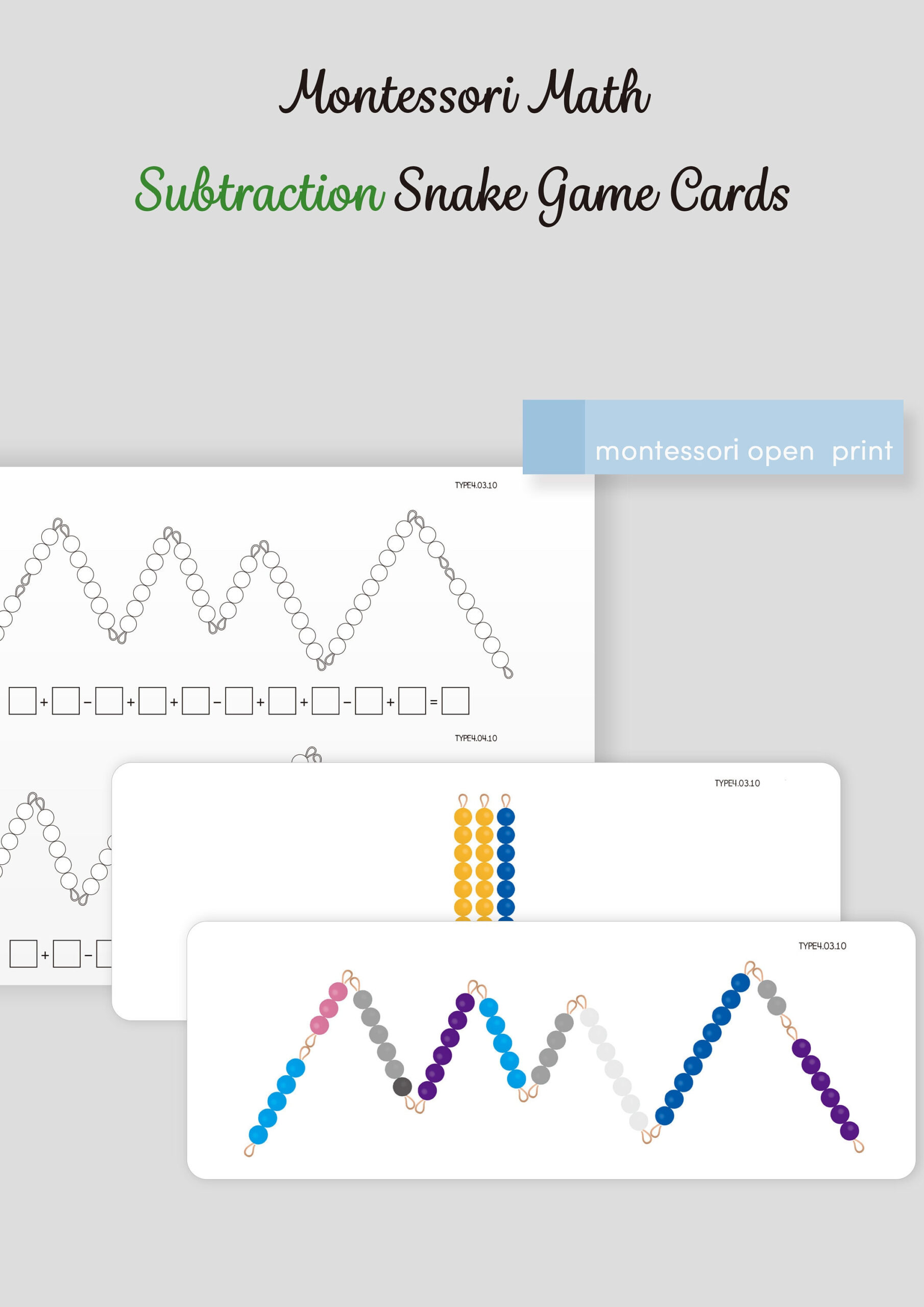 Montessori Math Subtraction Snake Game - Etsy with regard to Montessori Snake Game Free Printable