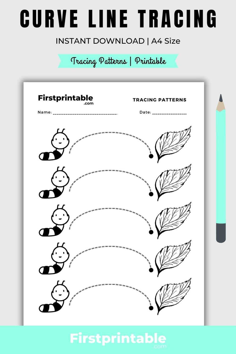 Montessori Practice Worksheet Pattern Curve Line - 2 Pages in Montessori Free Printable Worksheets