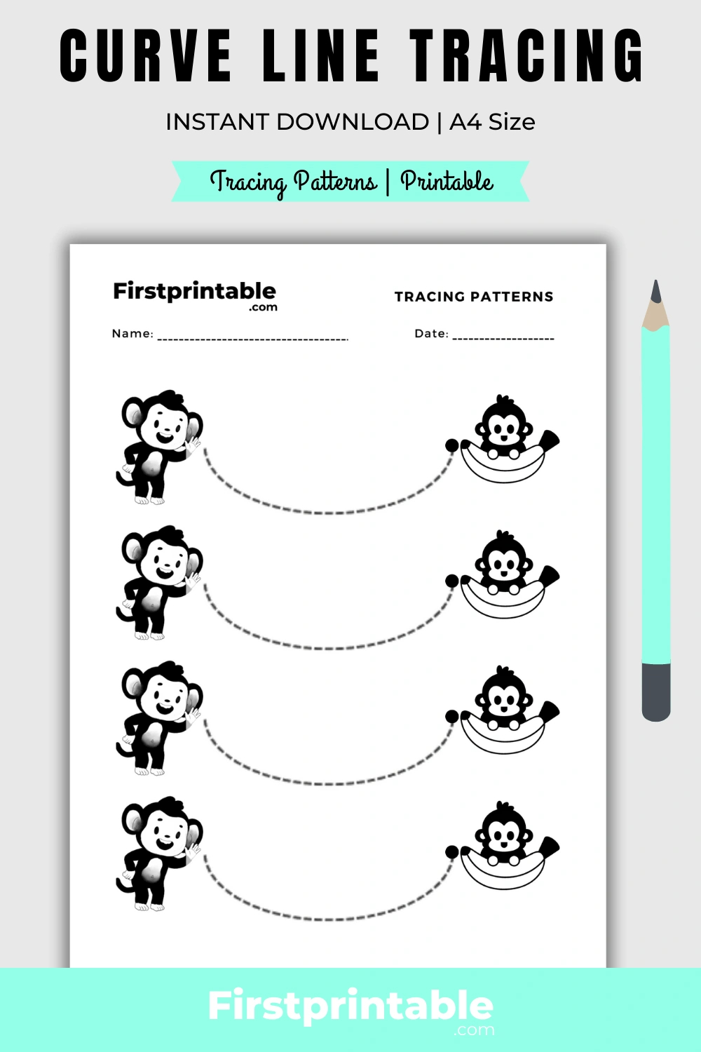 Montessori Practice Worksheet Pattern Curve Line - 2 Pages within Montessori Free Printable Worksheets