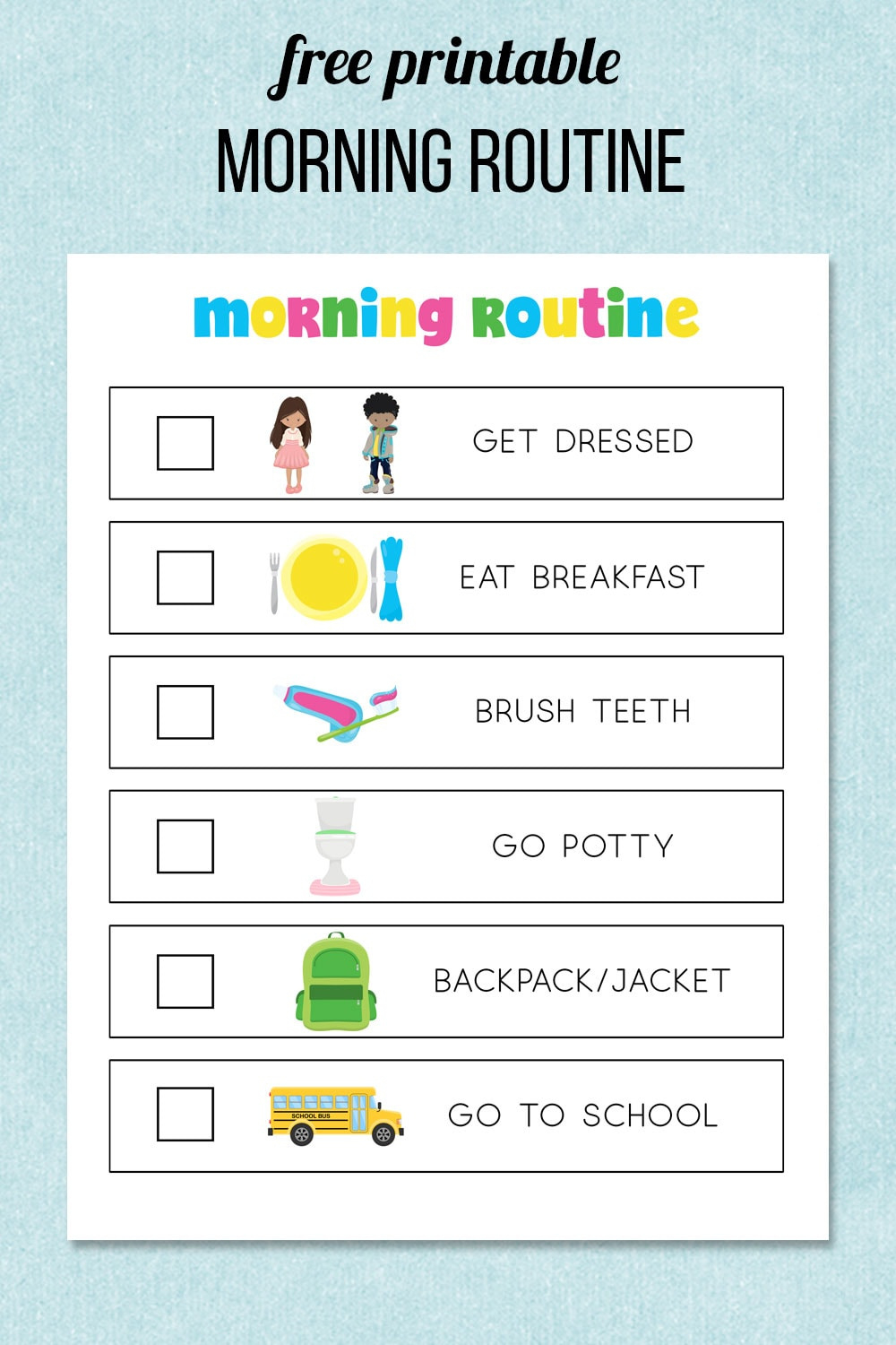Morning Routine Printable within Free Printable Morning Routine Chart