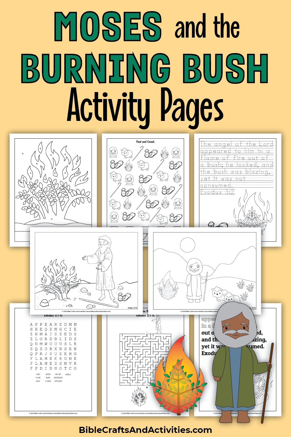 Moses And The Burning Bush | Exodus 3:1-15 - Bible Crafts And pertaining to Moses and the Burning Bush Printable Activities