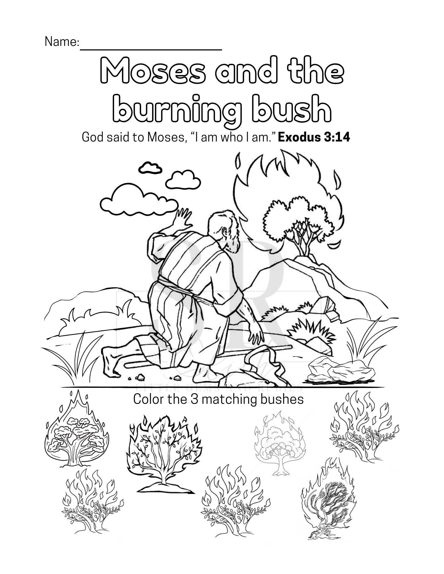 Moses And The Burning Bush Worksheet. Sunday School Activity Sheet with Moses and the Burning Bush Printable Activities