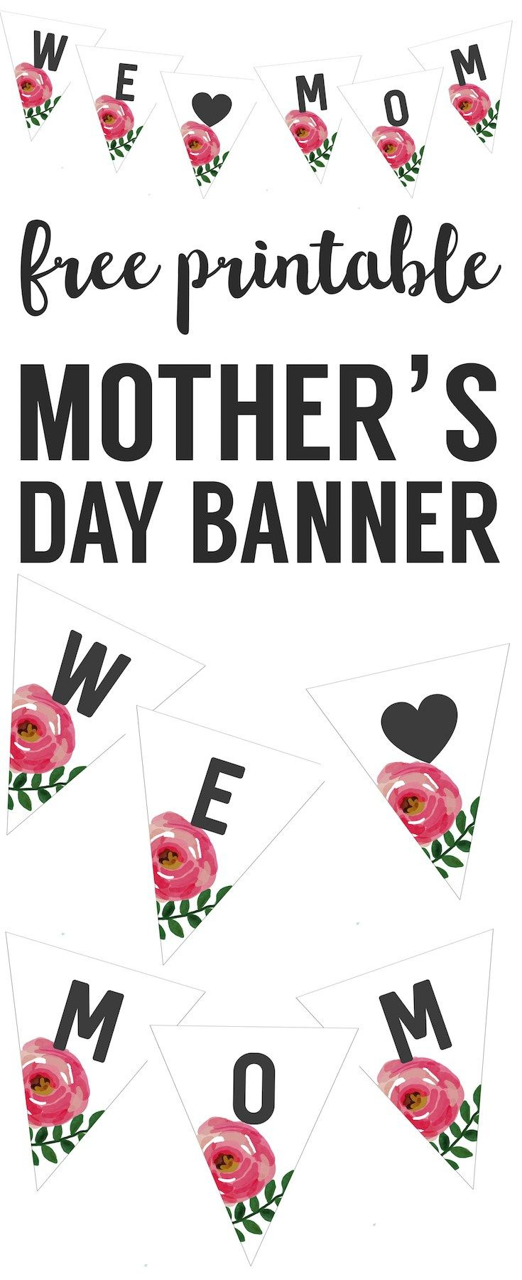 Mother&amp;#039;S Day Banner Free Printable - Paper Trail Design inside Printable Mothers Day Banner