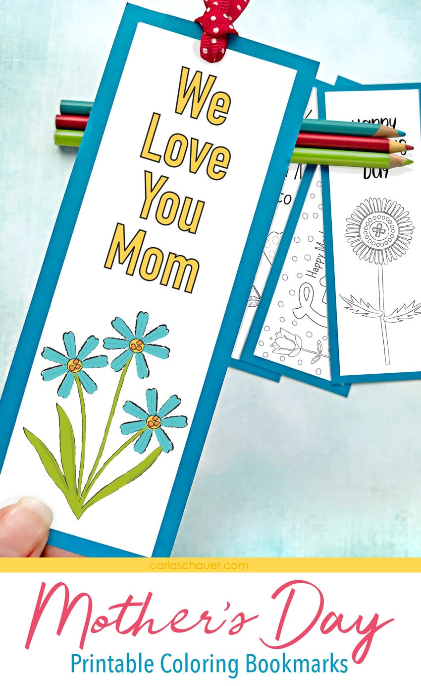 Mother&amp;#039;S Day Bookmark To Color - Carla Schauer Designs regarding Mother&amp;#039;S Day Bookmark Printable Free