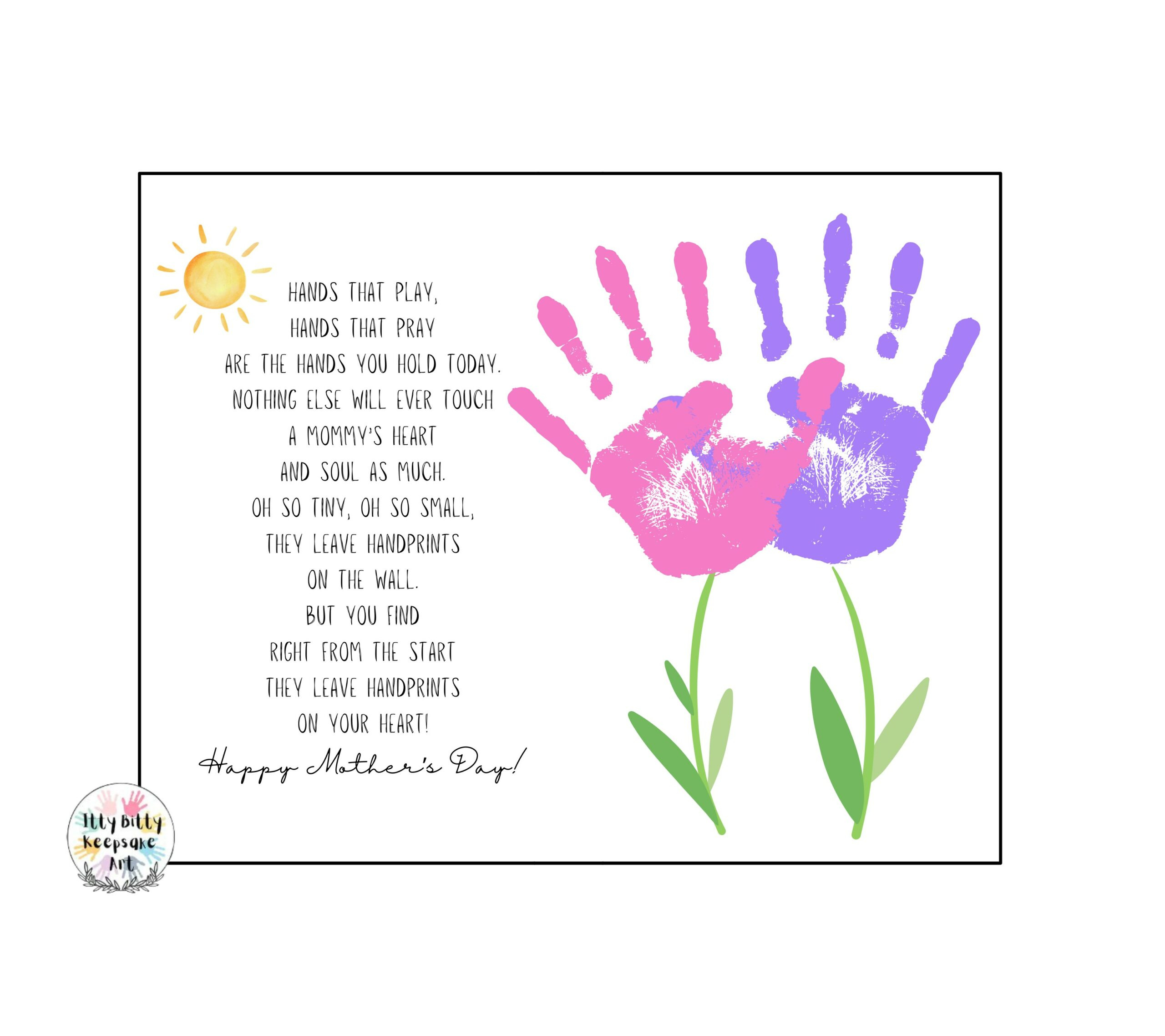 Mother&amp;#039;S Day Poem Handprint Craft Art Printable Template / Spring regarding Mother&amp;#039;S Day Handprint Printables