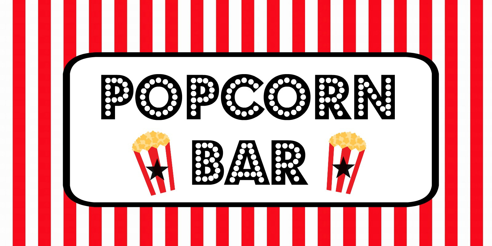 Movie Night Party “Popcorn Bar”- Free Printable Food Labels intended for Popcorn Sign Free Printable