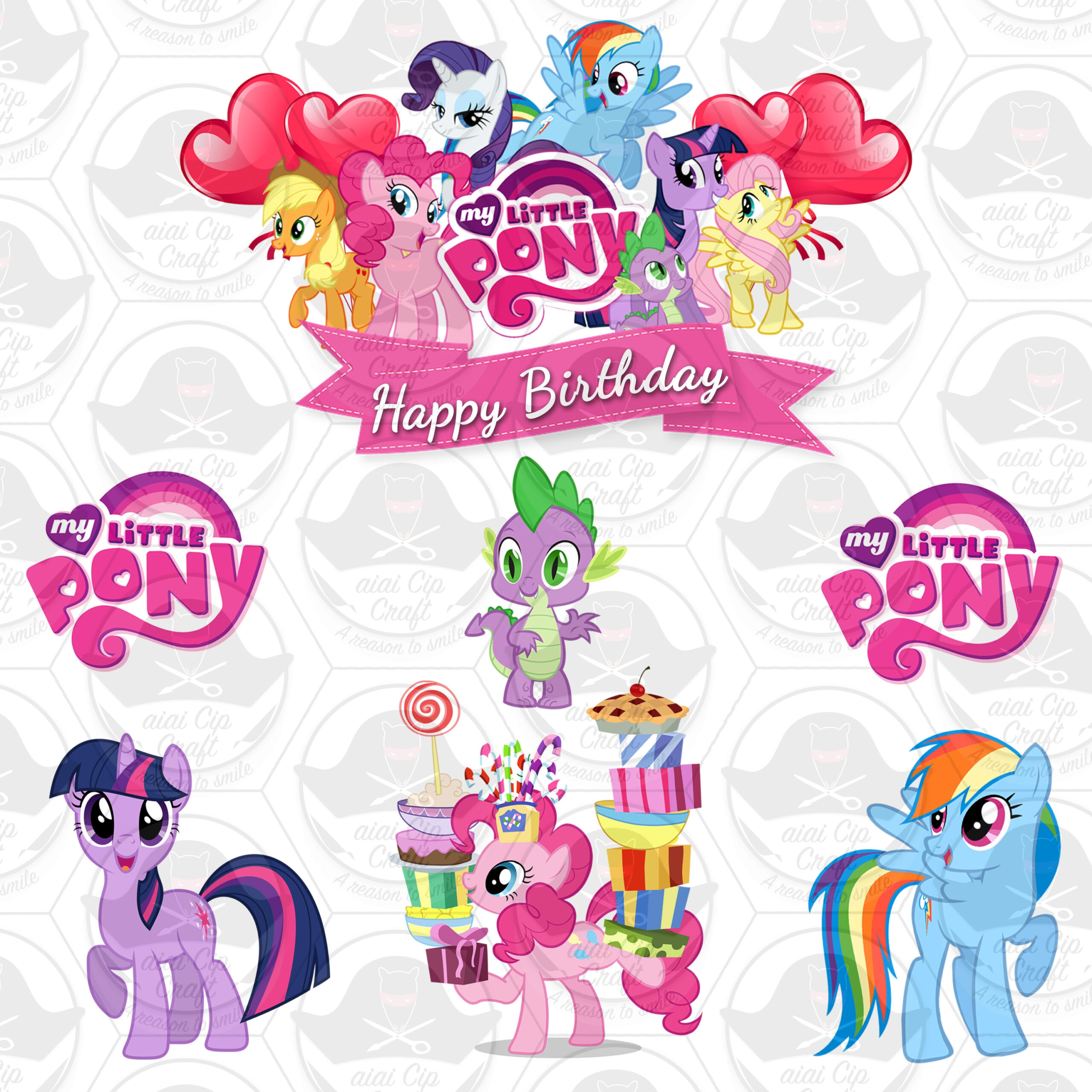 My Little Pony Cake Topper Digital Template - Etsy Uk pertaining to Print Little Pony Cake Topper Printable