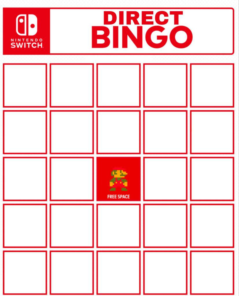 My Nintendo Switch Direct Bingo Card! | Nintendo Switch! Amino for Nintendo Direct Bingo Card Template