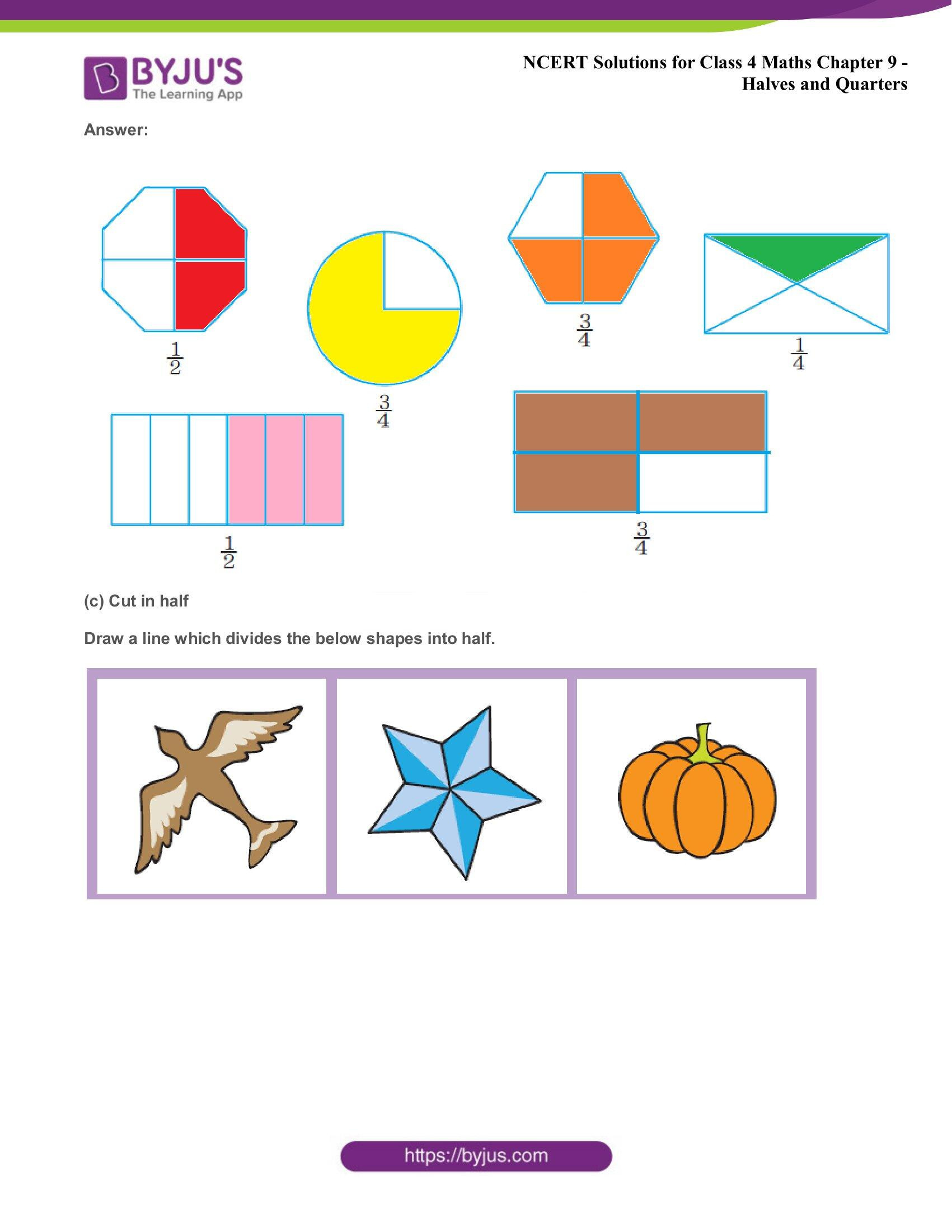 Ncert Solutions Class 4 Maths Chapter 9 Halves And Quarters with Class 4 Maths Halves And Quarters Worksheet