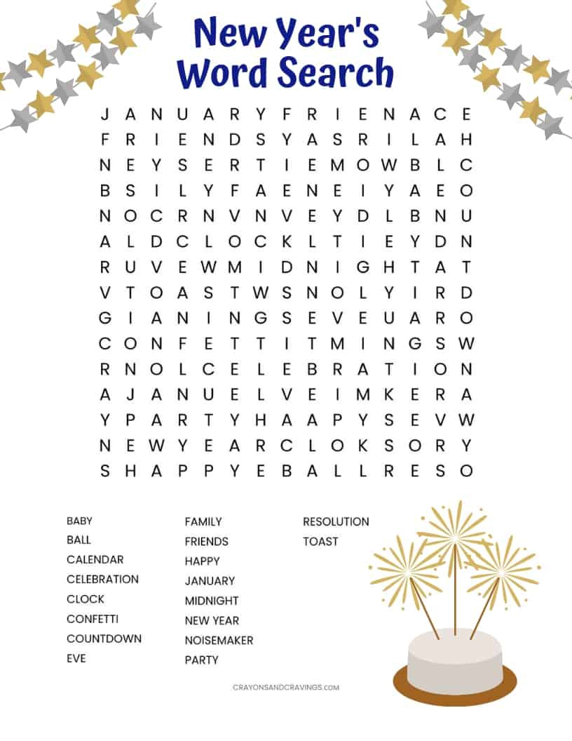 New Year&amp;#039;S Word Search Free Printable in Free Printable New Year Word Search