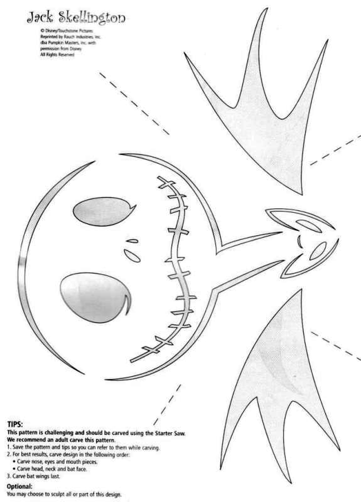 Nightmare Before Christmas: Jack Skellington (Pumpkin Stencil for Free Printable Nightmare Before Christmas Stencils