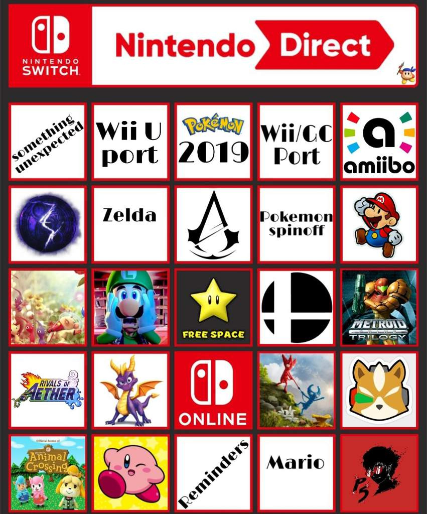 Nintendo Direct Bingo Card | Nintendo Switch! Amino within Nintendo Direct Bingo Card Maker