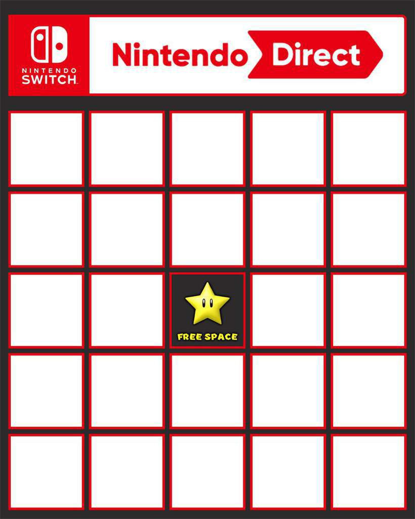 Nintendo Direct Bingo | Nintendo Switch! Amino for Nintendo Direct Bingo Card Template