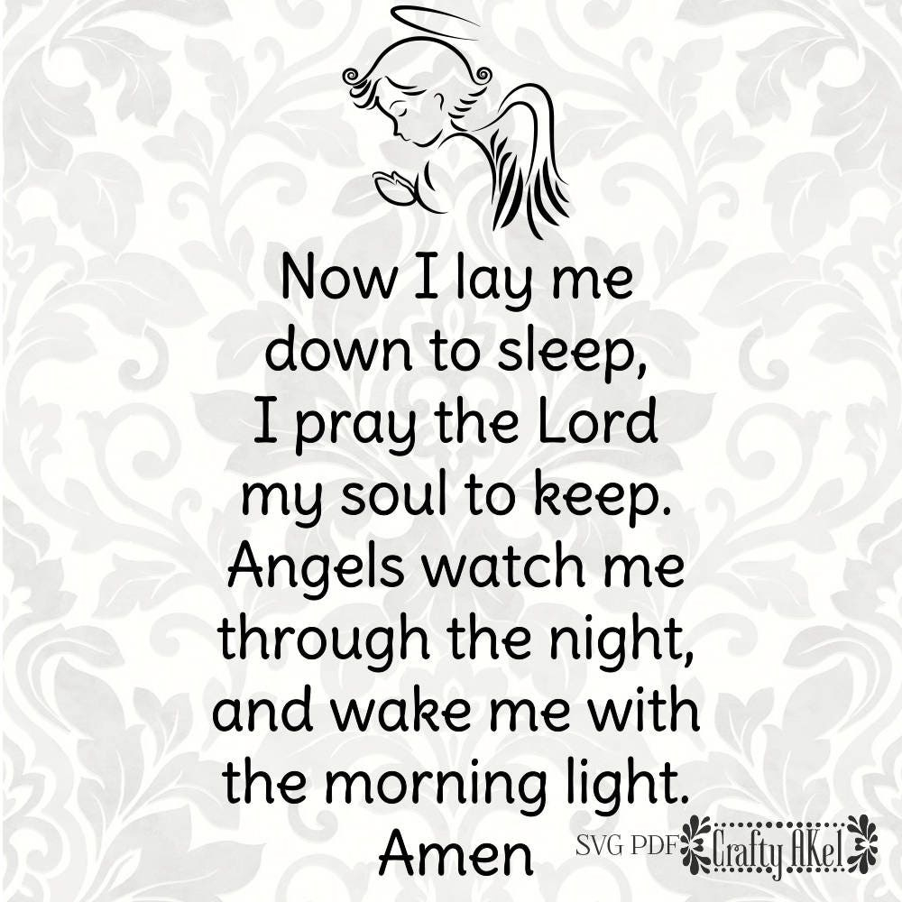 Now I Lay Me Down To Sleep - Children&amp;#039;S Prayer - Bedtime Prayer - Evening Prayer (Svg, Pdf, Digital File Vector Graphic) within Printable Now I Lay Me Down To Sleep Prayer