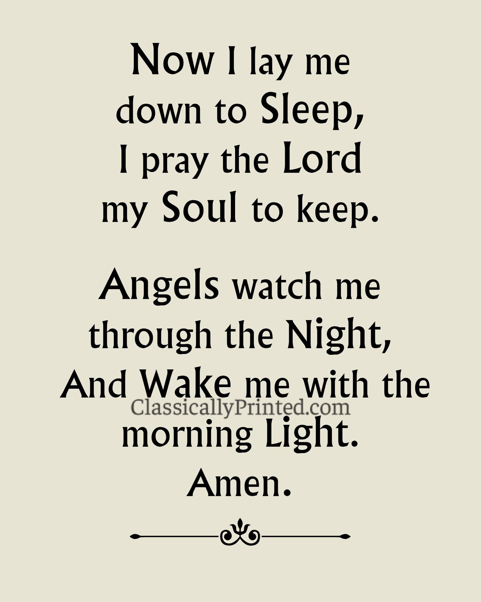 Now I Lay Me Down To Sleep Print, 8X10, 5X7 Children&amp;#039;S Bedtime in Printable Now I Lay Me Down To Sleep Prayer