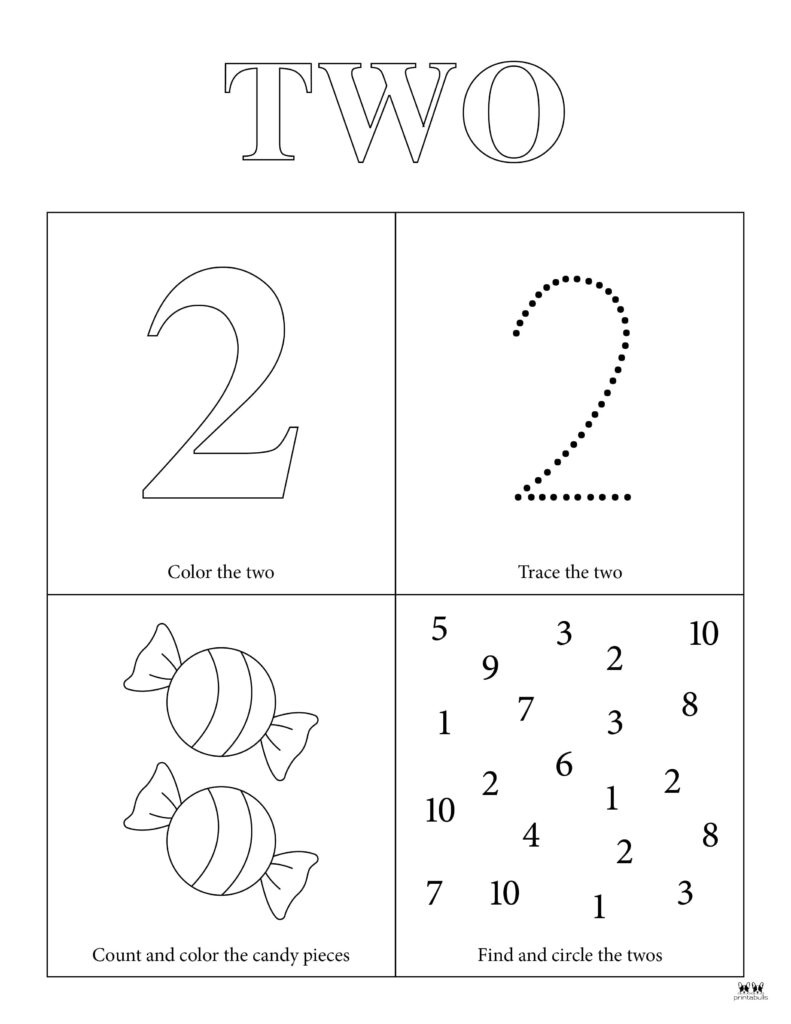 Number 2 Tracing Worksheets - 15 Free Pages | Printabulls with Number Two Worksheet Printable