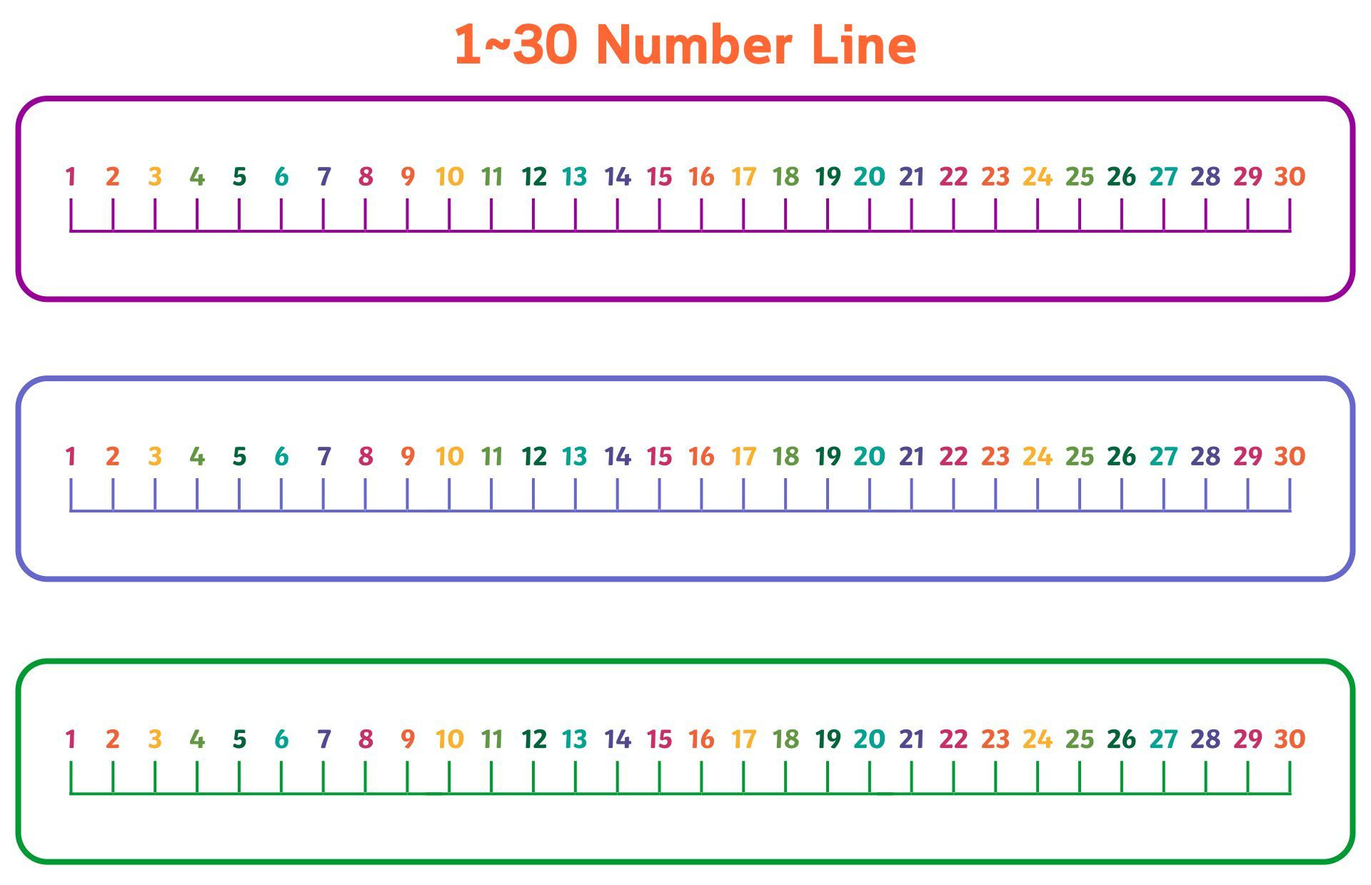 Number Chart 1 30 - 10 Free Pdf Printables | Printablee with regard to Number Line to 30 Printable