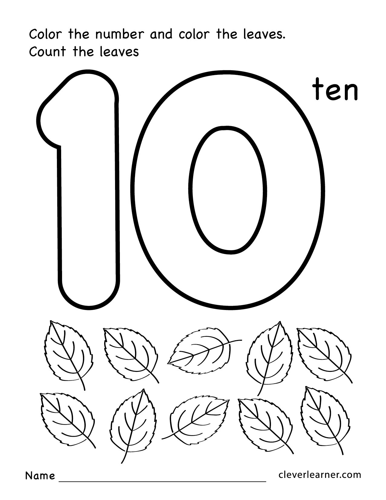 Number Ten Writing, Counting And Identification Printable in Number Ten Worksheet Printable