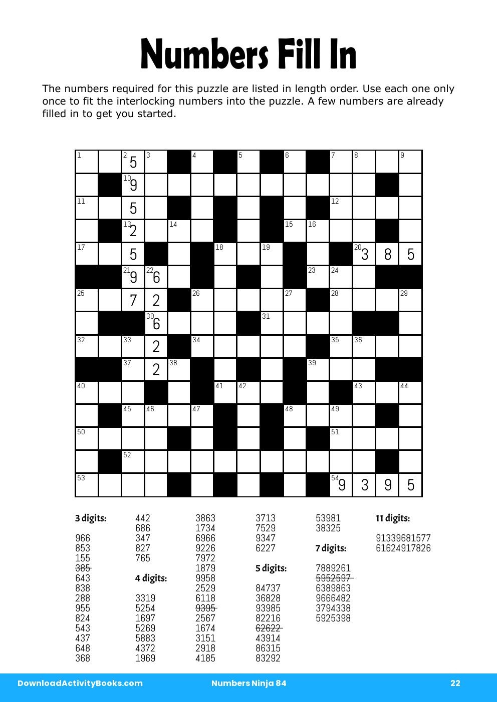 Numbers Fill In In Numbers Ninja 84 in Printable Fill It In Puzzles