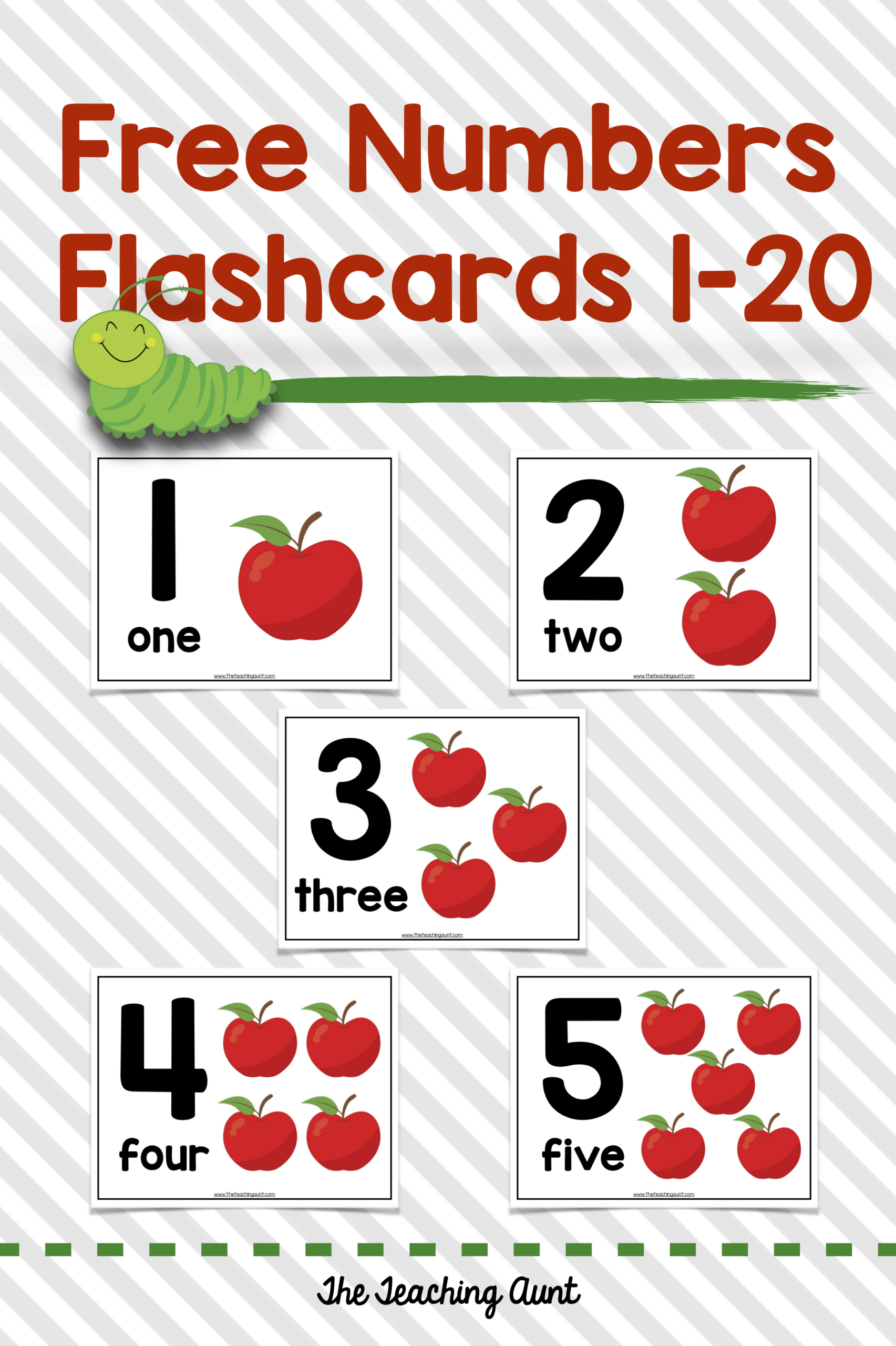 Numbers Flashcards 1-20 - The Teaching Aunt pertaining to Number Cards 1-20 Printable Free