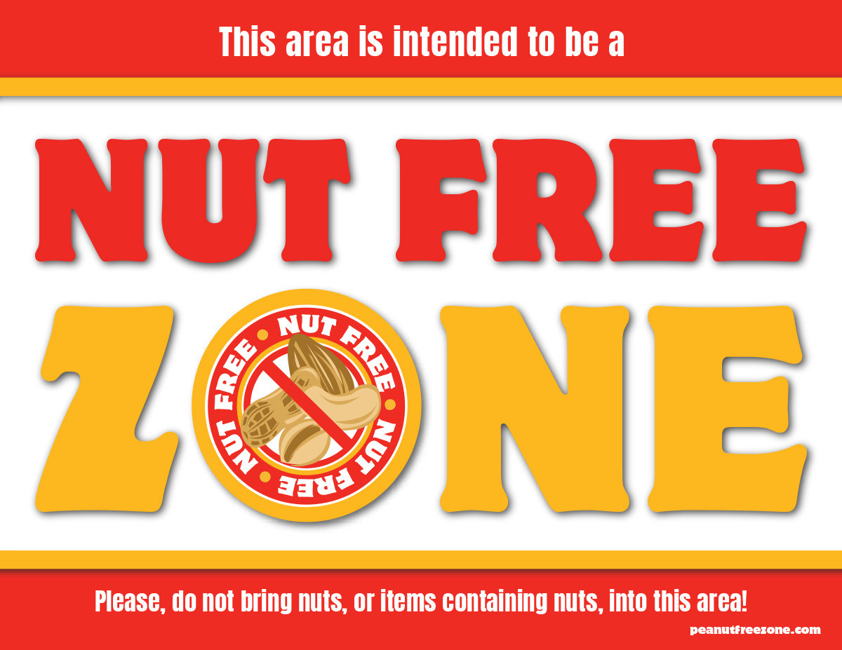 Nut Free Zone Sign with regard to Free Printable Nut Free Zone Sign