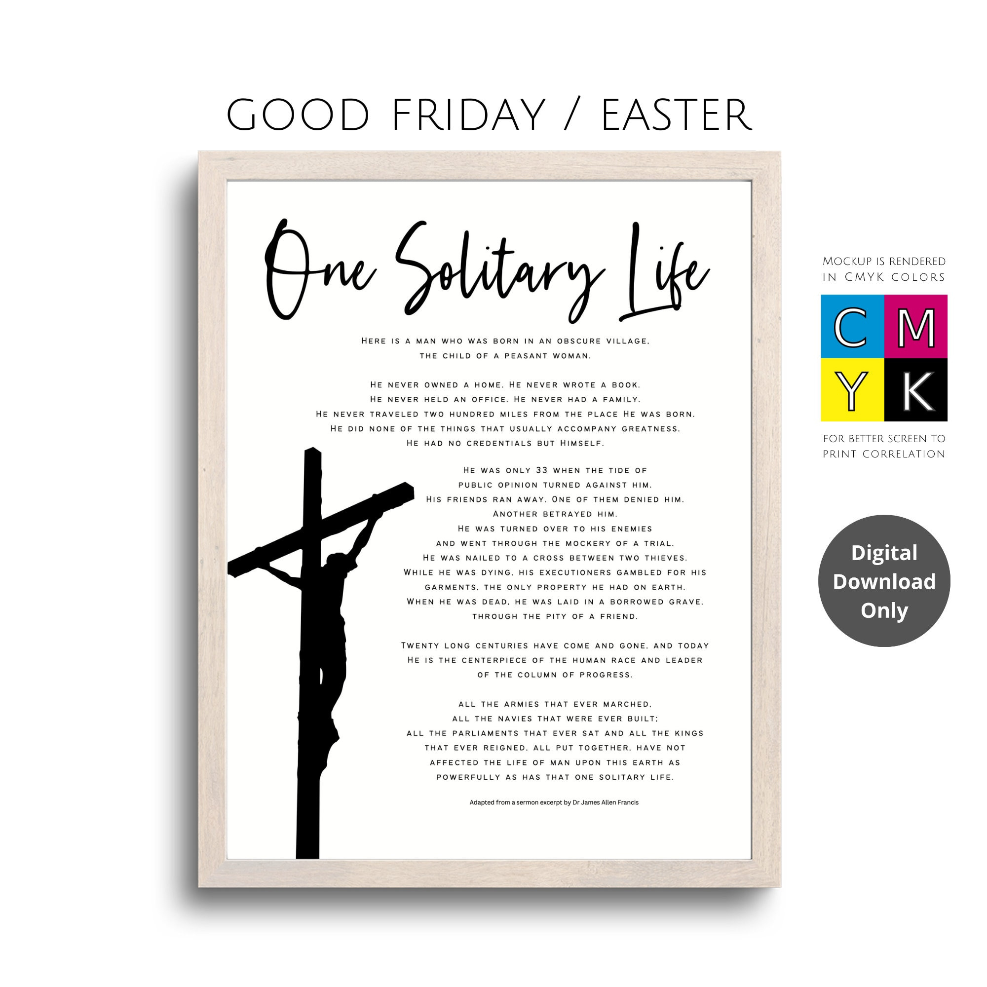 One Solitary Life Inspirational Wall Art Printable Christian Decor inside One Solitary Life Printable