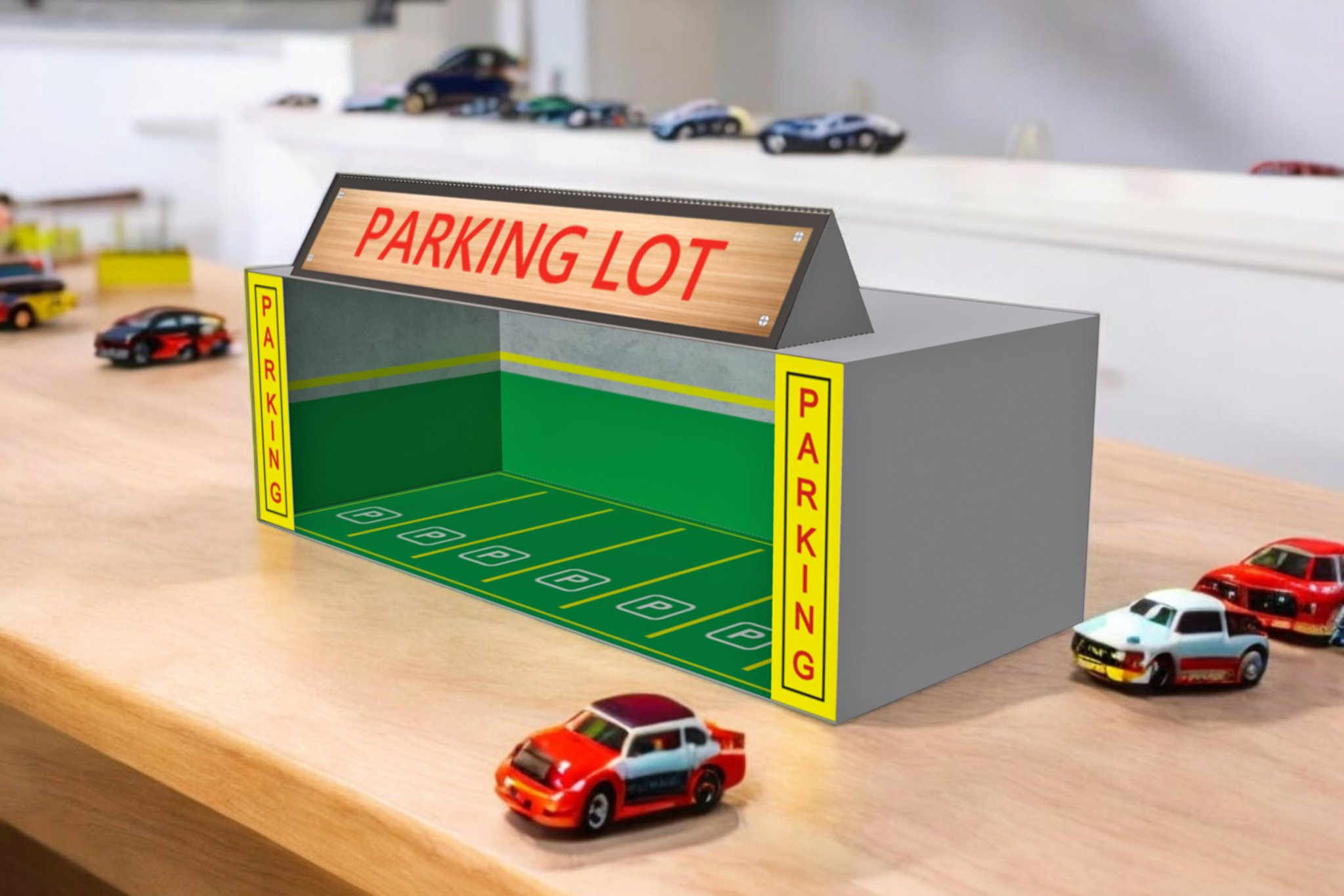 Parking Garage Diorama - 3D Papercraft inside Free Printable Parking Lot Diorama