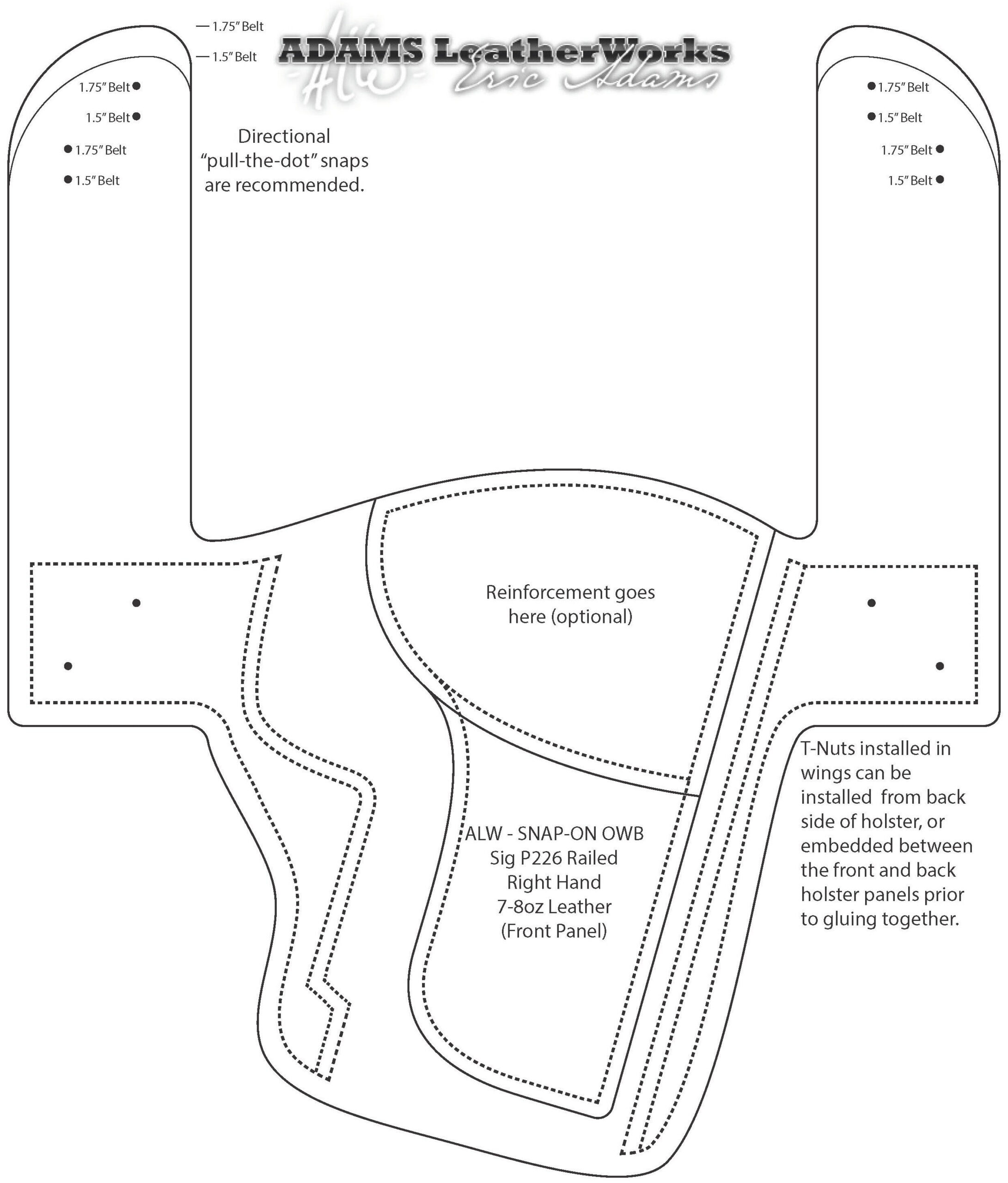 Pdf Digital Pattern Sig P226 Railed Owb Snapon Style Leather inside Printable Gun Holster Template