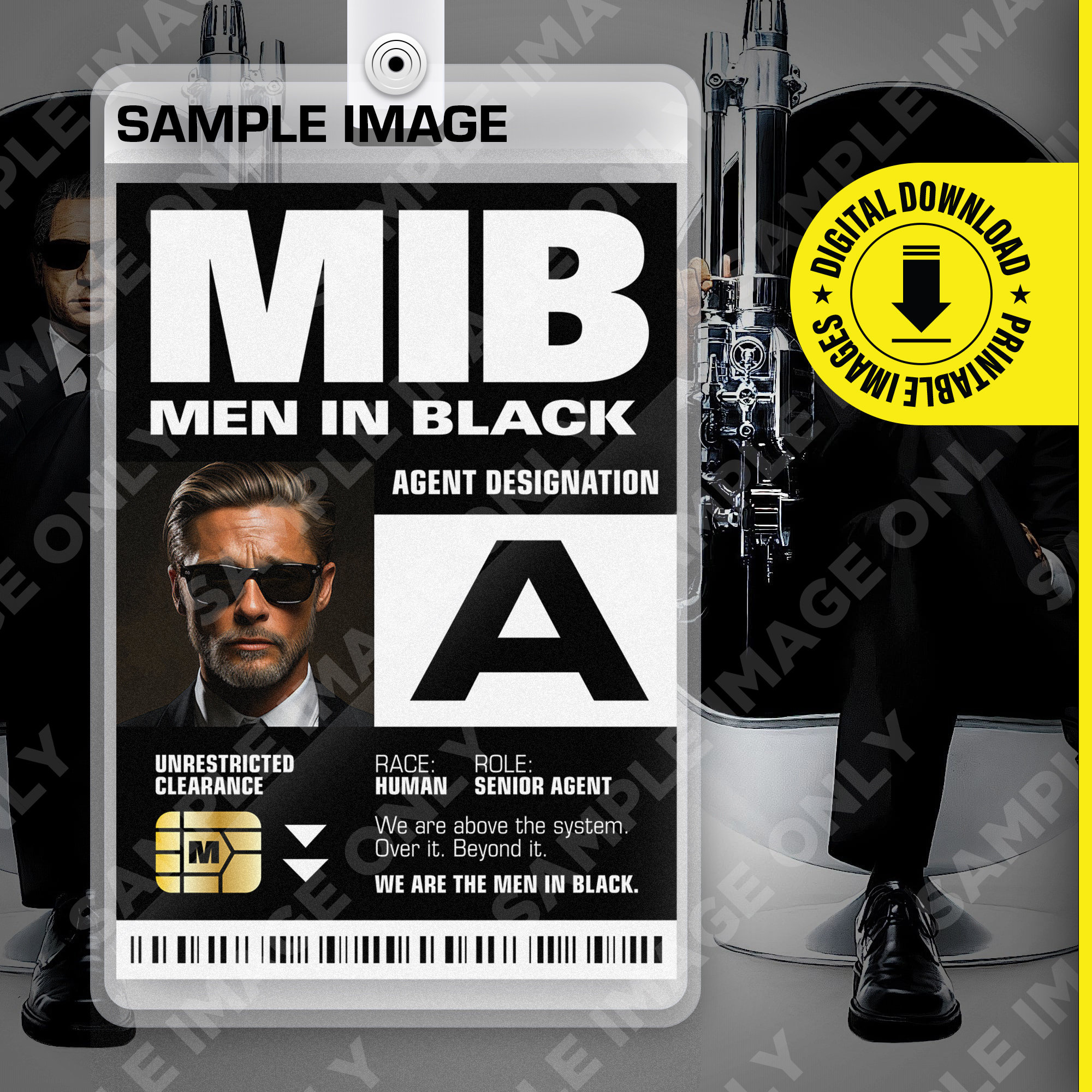 Pdf Download Mib Spezialagent Men In Black Id Abzeichen Karte throughout Free Printable Mib Badge Template