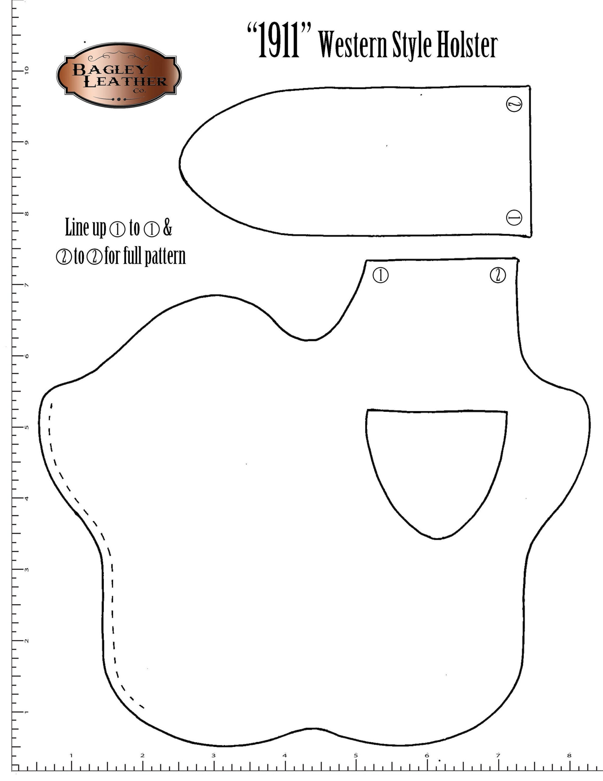 Pdf Pattern For 1911 Western Style Holster - Etsy Uk for Printable Gun Holster Template