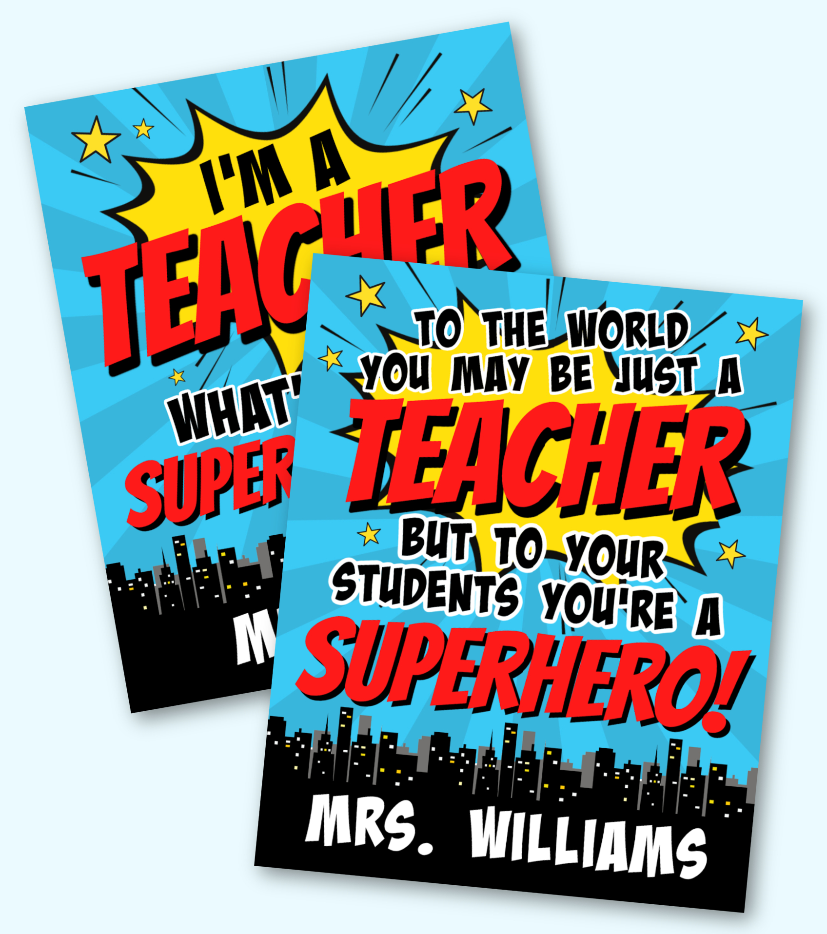 Personalized Superhero Teacher Printables - Kara Creates with regard to Superhero Teacher Appreciation Free Printables