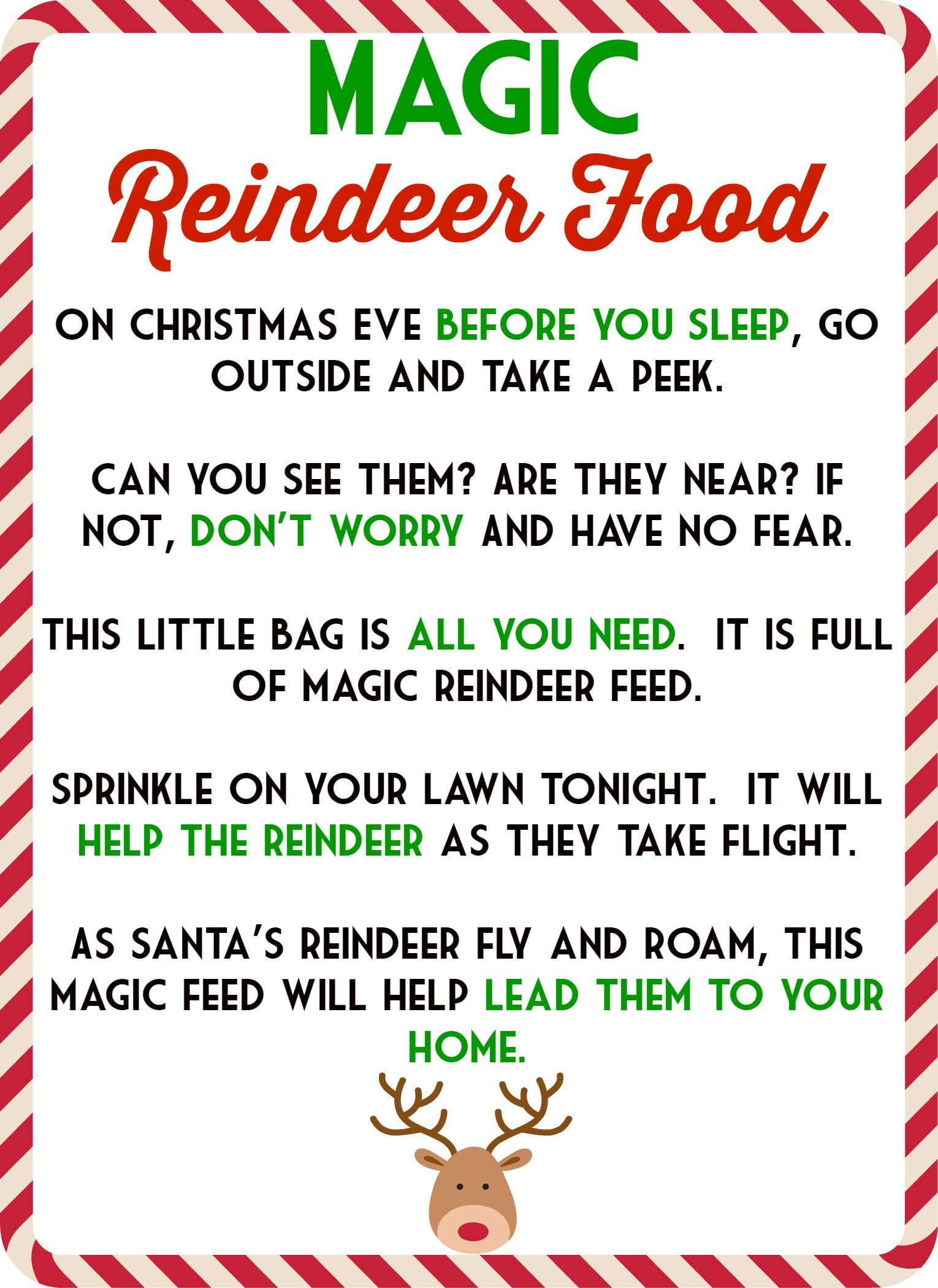 Pin Page for Free Printable Reindeer Food Recipe Printable Tag Poem