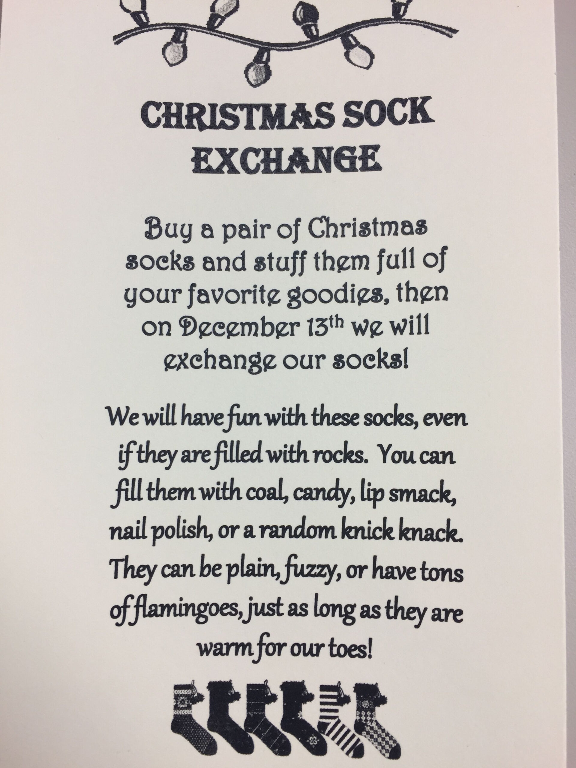 Pin Page inside Free Printable Christmas Sock Exchange Invitation